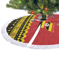 Uganda Christmas Tree Skirt Grey Crowned Crane With Flag Map - Wonder Print Shop
