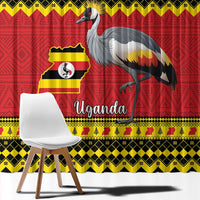 Uganda Christmas Window Curtain Grey Crowned Crane With Flag Map - Wonder Print Shop