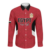 Custom Egypt Football Long Sleeve Button Shirt Pharaohs Road To The World 2026 - Wonder Print Shop