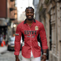 Custom Egypt Football Long Sleeve Button Shirt Pharaohs Road To The World 2026 - Wonder Print Shop