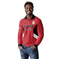 Custom Egypt Football Long Sleeve Polo Shirt Pharaohs Road To The World 2026 - Wonder Print Shop