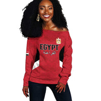 Custom Egypt Football Off Shoulder Sweater Pharaohs Road To The World 2026 - Wonder Print Shop