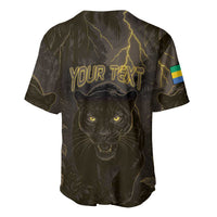 Custom Gabon Football Baseball Jersey Black Panther Thunder - Wonder Print Shop