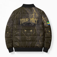 Custom Gabon Football Bomber Puffer Jacket Black Panther Thunder - Wonder Print Shop