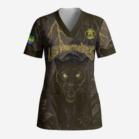 Custom Gabon Football Scrub Top Black Panther Thunder - Wonder Print Shop