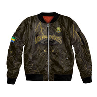 Custom Gabon Football Sleeve Zip Bomber Jacket Black Panther Thunder - Wonder Print Shop