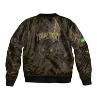 Custom Gabon Football Sleeve Zip Bomber Jacket Black Panther Thunder - Wonder Print Shop