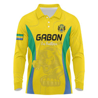Custom Gabon Football Long Sleeve Polo Shirt Go Champions Les Pantheres - Wonder Print Shop
