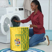 Zimbabwe Football Laundry Basket Come On Warriors - Kente Pattern - Wonder Print Shop