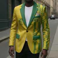 Custom Zimbabwe Football Blazer Come On Warriors - Kente Pattern - Wonder Print Shop