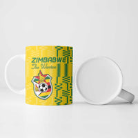 Custom Zimbabwe Football Ceramic Mug Come On Warriors - Kente Pattern - Wonder Print Shop