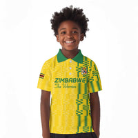 Custom Zimbabwe Football Kid Polo Shirt Come On Warriors - Kente Pattern - Wonder Print Shop