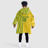 Custom Zimbabwe Football Kid Wearable Blanket Hoodie Come On Warriors - Kente Pattern - Wonder Print Shop