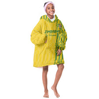 Custom Zimbabwe Football Kid Wearable Blanket Hoodie Come On Warriors - Kente Pattern - Wonder Print Shop