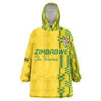 Custom Zimbabwe Football Kid Wearable Blanket Hoodie Come On Warriors - Kente Pattern - Wonder Print Shop
