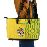 Zimbabwe Football Leather Tote Bag Come On Warriors - Kente Pattern - Wonder Print Shop