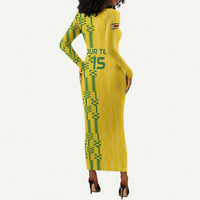 Custom Zimbabwe Football Long Sleeve Bodycon Dress Come On Warriors - Kente Pattern - Wonder Print Shop