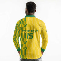 Custom Zimbabwe Football Long Sleeve Polo Shirt Come On Warriors - Kente Pattern - Wonder Print Shop