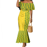 Custom Zimbabwe Football Mermaid Dress Come On Warriors - Kente Pattern - Wonder Print Shop