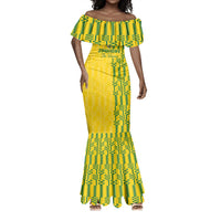 Custom Zimbabwe Football Mermaid Dress Come On Warriors - Kente Pattern - Wonder Print Shop