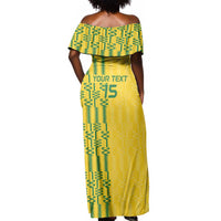 Custom Zimbabwe Football Off Shoulder Maxi Dress Come On Warriors - Kente Pattern - Wonder Print Shop