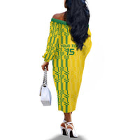 Custom Zimbabwe Football Off The Shoulder Long Sleeve Dress Come On Warriors - Kente Pattern - Wonder Print Shop