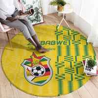 Zimbabwe Football Round Carpet Come On Warriors - Kente Pattern - Wonder Print Shop