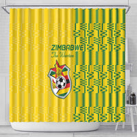 Zimbabwe Football Shower Curtain Come On Warriors - Kente Pattern - Wonder Print Shop