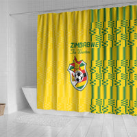 Zimbabwe Football Shower Curtain Come On Warriors - Kente Pattern - Wonder Print Shop