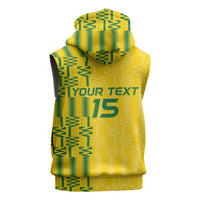 Custom Zimbabwe Football Sleeveless Zip Hoodie Come On Warriors - Kente Pattern - Wonder Print Shop
