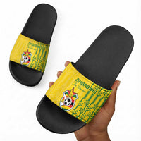 Zimbabwe Football Slide Sandals Come On Warriors - Kente Pattern - Wonder Print Shop