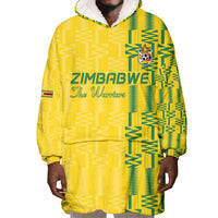 Custom Zimbabwe Football Wearable Blanket Hoodie Come On Warriors - Kente Pattern - Wonder Print Shop