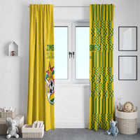 Zimbabwe Football Window Curtain Come On Warriors - Kente Pattern - Wonder Print Shop