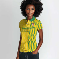 Custom Zimbabwe Football Women Polo Shirt Come On Warriors - Kente Pattern - Wonder Print Shop