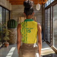 Custom Zimbabwe Football Women Sleeveless Polo Shirt Come On Warriors - Kente Pattern - Wonder Print Shop