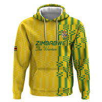 Custom Zimbabwe Football Zip Hoodie Come On Warriors - Kente Pattern - Wonder Print Shop