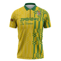 Custom Zimbabwe Football Zipper Polo Shirt Come On Warriors - Kente Pattern - Wonder Print Shop