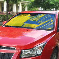 Ukraine Football Auto Sun Shade Blue And Yellow Grunge Style - Wonder Print Shop