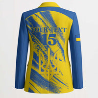 Custom Ukraine Football Blazer Blue And Yellow Grunge Style - Wonder Print Shop