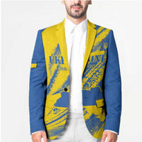 Custom Ukraine Football Blazer Blue And Yellow Grunge Style - Wonder Print Shop