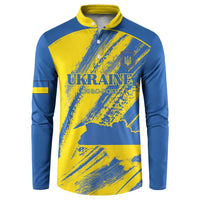 Custom Ukraine Football Button Sweatshirt Blue And Yellow Grunge Style - Wonder Print Shop