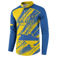 Custom Ukraine Football Button Sweatshirt Blue And Yellow Grunge Style - Wonder Print Shop