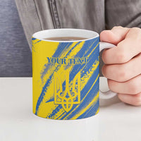 Custom Ukraine Football Ceramic Mug Blue And Yellow Grunge Style - Wonder Print Shop