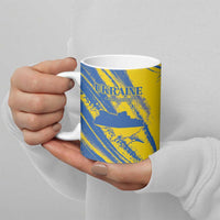 Custom Ukraine Football Ceramic Mug Blue And Yellow Grunge Style - Wonder Print Shop