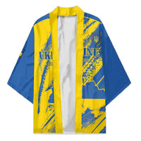 Custom Ukraine Football Kimono Blue And Yellow Grunge Style - Wonder Print Shop
