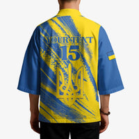 Custom Ukraine Football Kimono Blue And Yellow Grunge Style - Wonder Print Shop