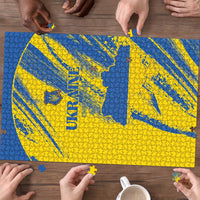 Ukraine Football Puzzle Blue And Yellow Grunge Style - Wonder Print Shop