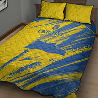 Ukraine Football Quilt Bed Set Blue And Yellow Grunge Style - Wonder Print Shop