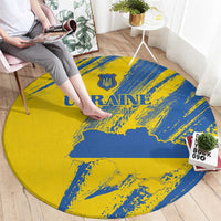 Ukraine Football Round Carpet Blue And Yellow Grunge Style - Wonder Print Shop