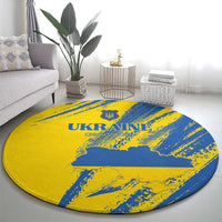 Ukraine Football Round Carpet Blue And Yellow Grunge Style - Wonder Print Shop